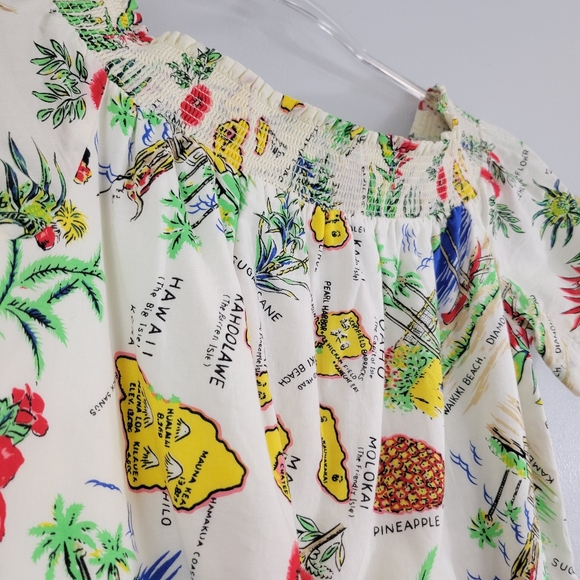 J. CREW colorful Hawaiian printed off-shoulder cotton popover mini shift dress - Picture 9 of 14